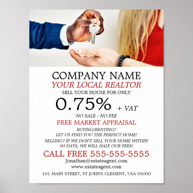 Tasten, Realtor, Anwesen Agent Werbung Poster (Vorne)