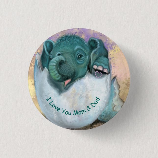 Tastenanschlag für Elefanten - I Liebe MAMA & VATE Button (Vorderseite)