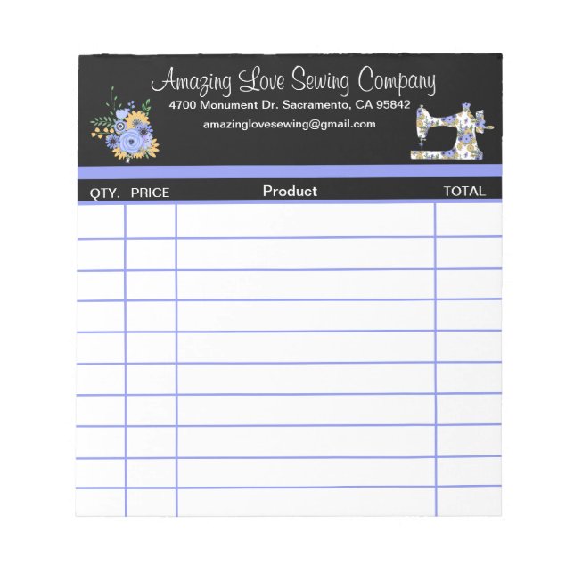 Tastenanschlag Maschine 2 Verkaufsbeleg Notepad Notizblock (Vorderseite)