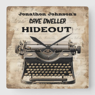 Tastendruck Retro-Schreibmaschine, Wall-Uhr Quadratische Wanduhr