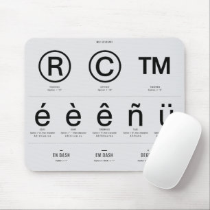 Tastenkombinationen für MAC-Sonderzeichen, Maus-Pa Mousepad