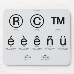 Tastenkombinationen für MAC-Sonderzeichen, Maus-Pa Mousepad