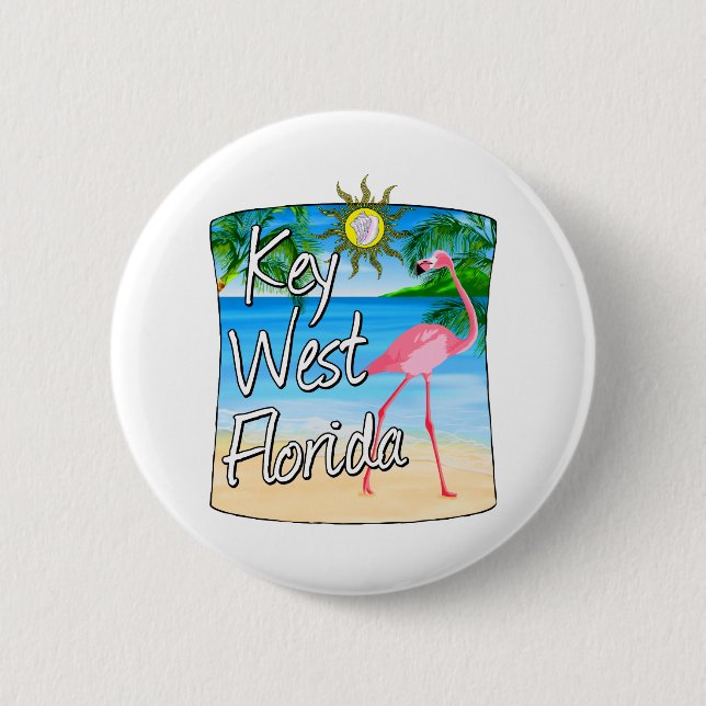 Tastenkombinationen von West Rosa Flamingo Florida Button (Vorderseite)