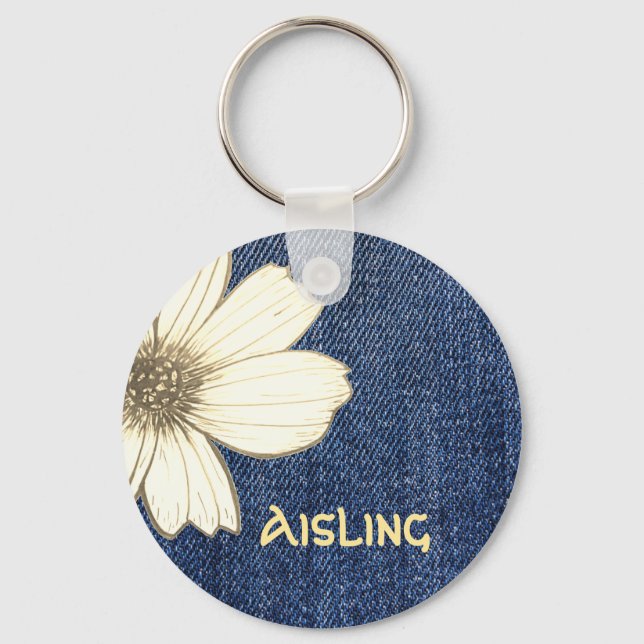 Tastenring für individuelle Name Navy Blume Schlüsselanhänger (Vorderseite)
