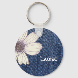 Tastenring für individuelle Name Navy Blume Schlüsselanhänger