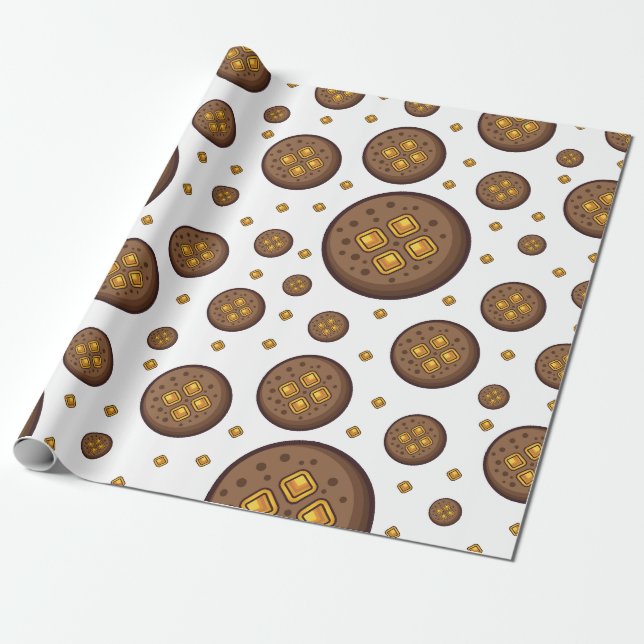 Tasty chocolate chip cookies seamless pattern geschenkpapier (Ungerollt)