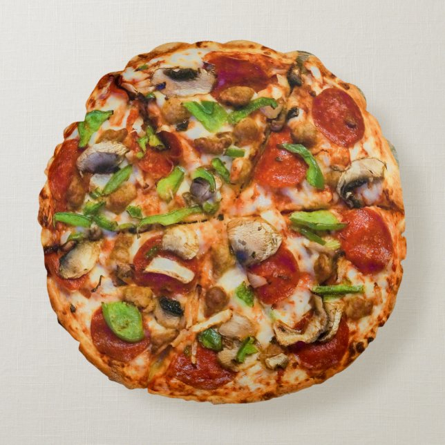 Tasty Pizza Pillow Rundes Kissen (Vorderseite)