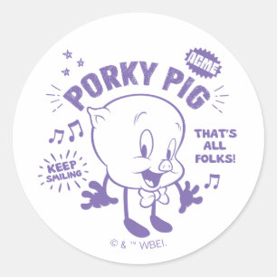 Tasty Retro Porky Pig Runder Aufkleber
