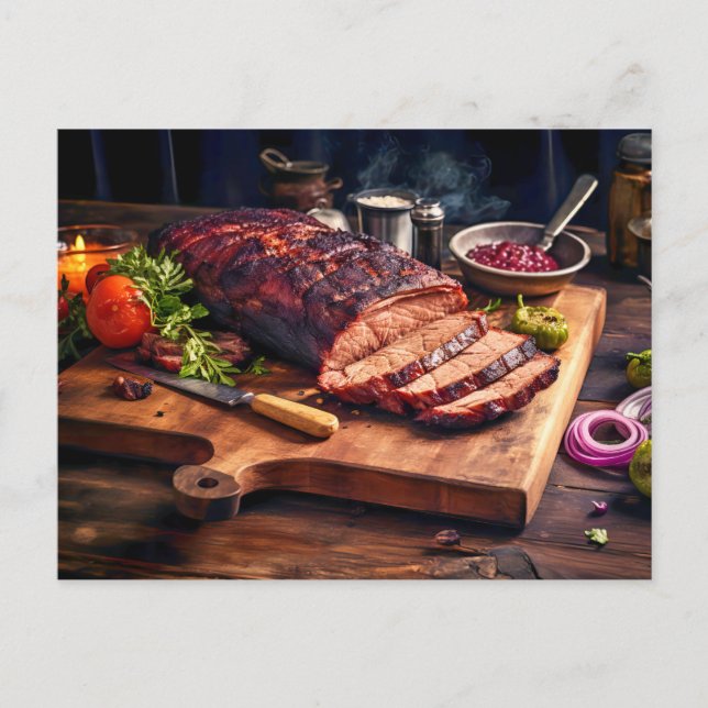 Tasty sizzling BBQ Beef Brisket Postkarte (Vorderseite)