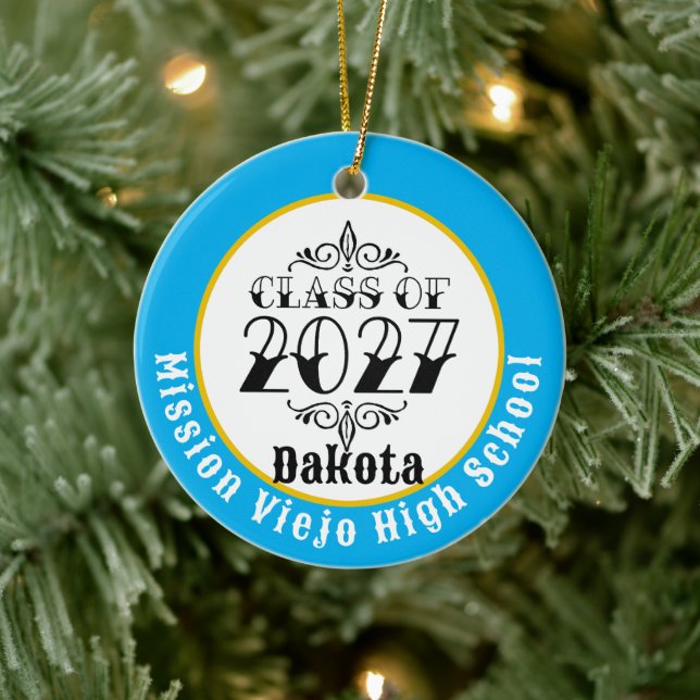 Tat Style Class of 2027 Photo Graduation Keramik Ornament (Baum)