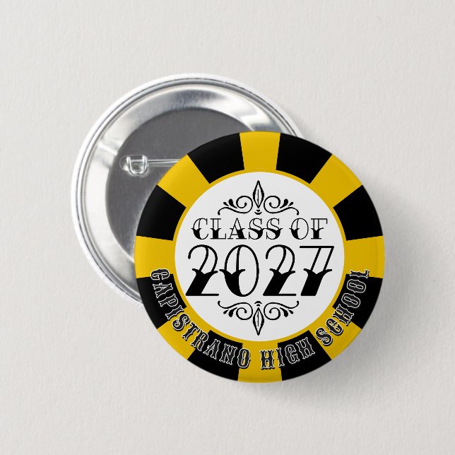 Tat-Style Grau-Abschlussklasse 2027 Button (Vorne & Hinten)