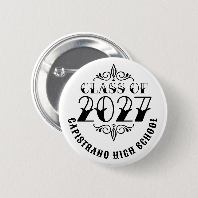 Tat-Style Grau-Abschlussklasse 2027 Button (Vorne & Hinten)