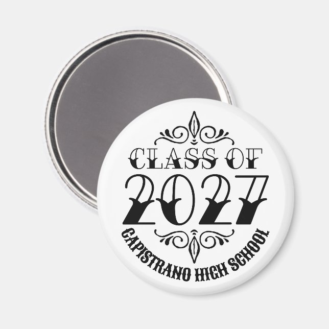 Tat-Style Grau-Abschlussklasse 2027 Magnet (Vorderseite/Rückseite)