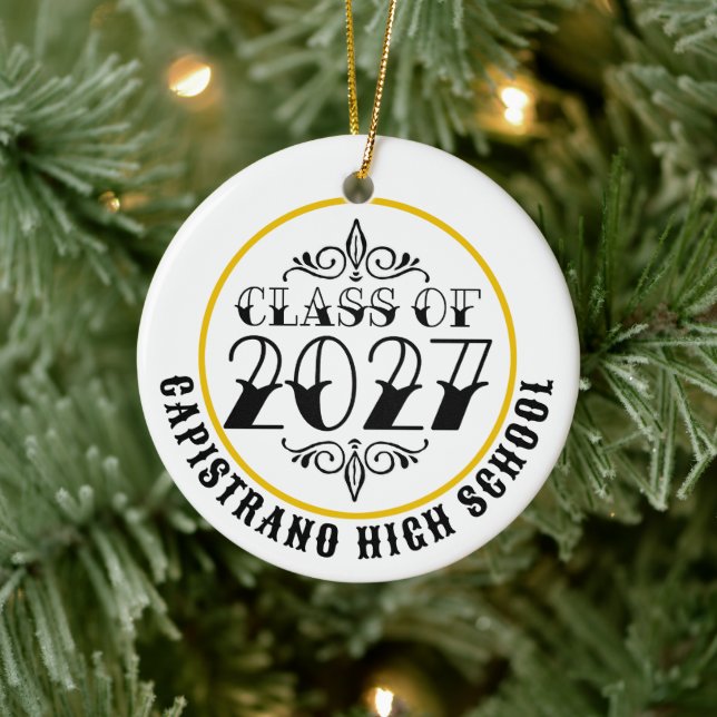 Tat-Style Gray Class of 2027 Photo Graduation Keramik Ornament (Baum)