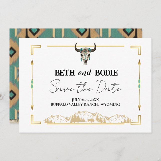 Tatanka Bison Yellowstone Ranch Save the Date Invi Einladung (Vorne/Hinten)