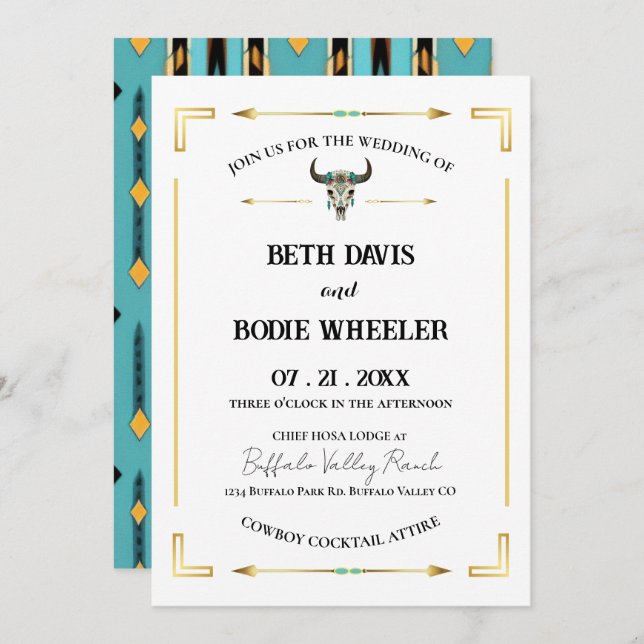 Tatanka Bison Yellowstone Western Ranch Einladung (Vorne/Hinten)