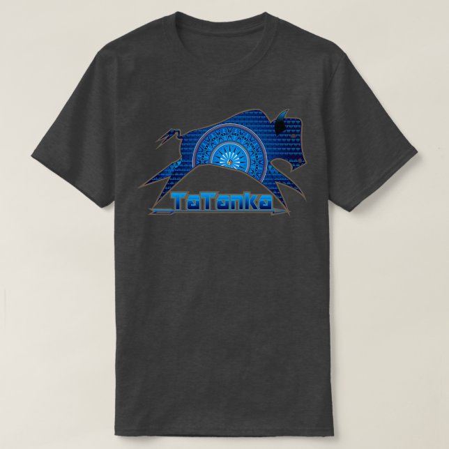 Tatanka Blue Native American Buffalo T-Shirt (Design vorne)