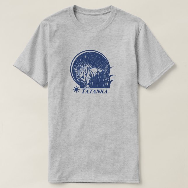 Tatanka Stern-Amerikanisches Büffel-/Bison-Blau T-Shirt (Design vorne)