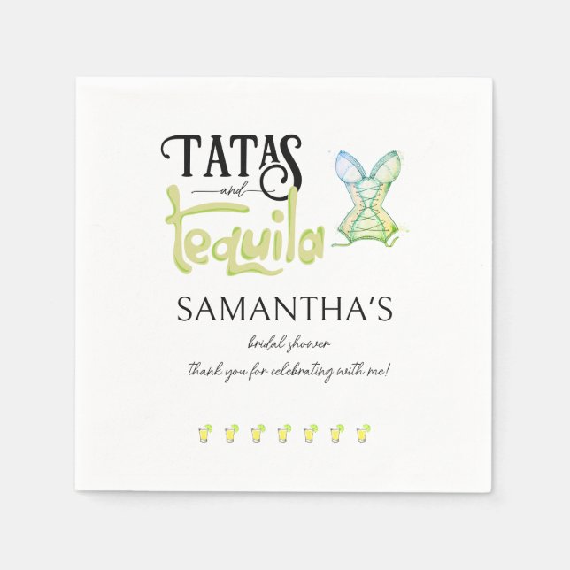 Tatas & Tequila Modernes Brautparty Fiesta Party Serviette (Vorderseite)
