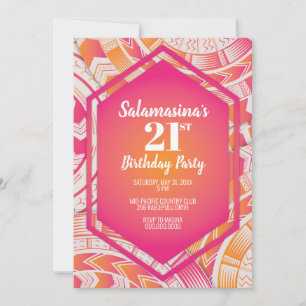 Tatau Pink & Orange Diamond Einladung