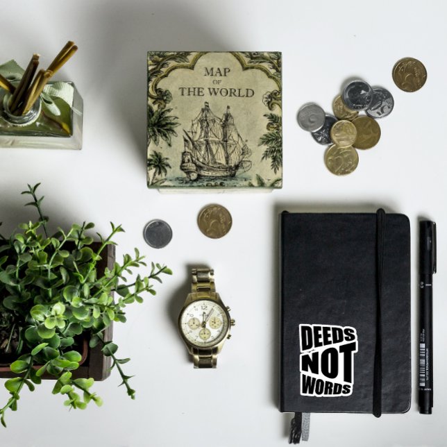 Taten nicht Worte inspirieren weißes Schwarz Aufkleber (Von Creator hochgeladen)