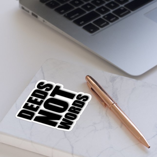 Taten nicht Worte motivierend schwarz Aufkleber (Von Creator hochgeladen)