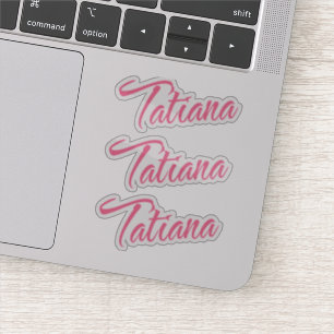 Tatiana Name Pink Cursive x3 Aufkleber