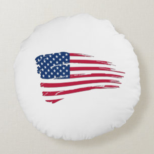 Tätige amerikanische Flagge Rundes Kissen