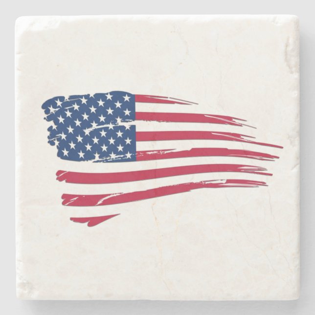Tätige amerikanische Flagge Steinuntersetzer (Vorderseite)