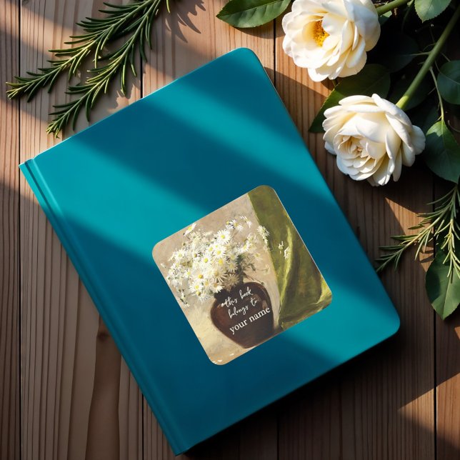 Tätige in einer Vase, Paul Fisher Buchzeichen Quadratischer Aufkleber (Von Creator hochgeladen)