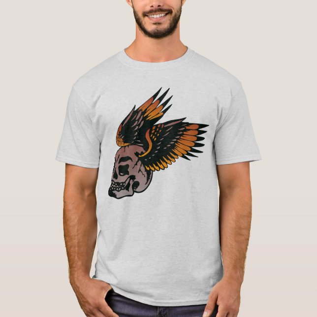 Tätoo Flügel des Totenkopfes T-Shirt (Vorderseite)