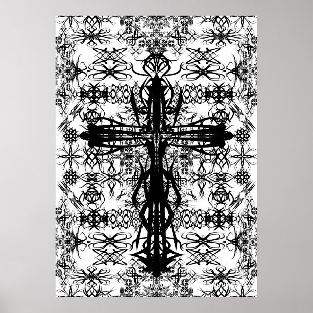 Tatoo und Kreuz Poster (Vorne)