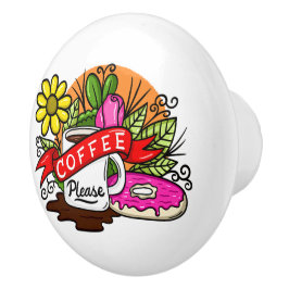 Tätowier Kaffee und Donut Keramikknauf