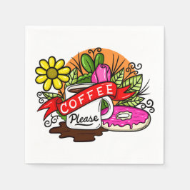 Tätowier Kaffee und Donut Serviette