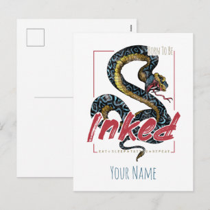Tätowierdesign mit Vintage-Schlange Born To Be Ink Feiertagspostkarte