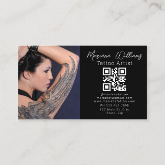 Tätowierer Foto QR-Code schwarz Visitenkarte