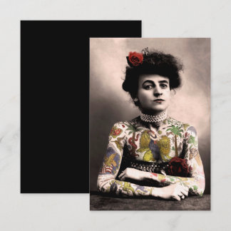 Tätowierer Frau Vintage-Fotografie Einladung