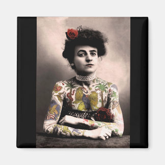 Tätowierer Frau Vintage-Fotografie-Magnet Magnet
