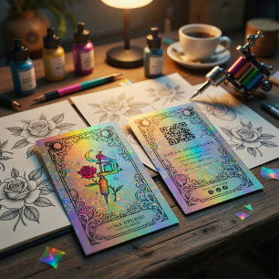 Tätowierer   Holografisches Himmelstattoo Visitenkarte