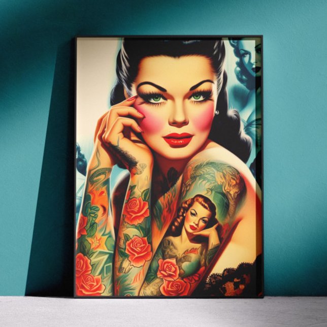 Tätowierer Mädchen im Retro-Stil Poster (Von Creator hochgeladen)