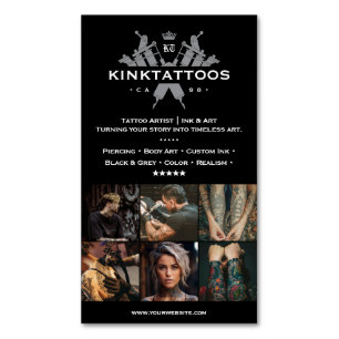 Tätowierer Minimal Tattoo Künstler Schwarzes Raste Magnetische Visitenkarte