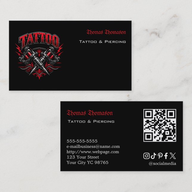 Tätowierer QR-Code  Visitenkarte (Vorne/Hinten)