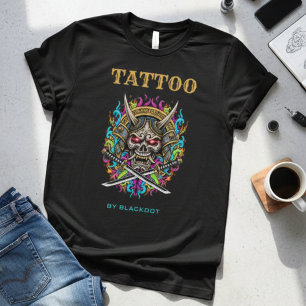 Tätowierer Samurai-Skull-Tattoo-Studio-Design T-Shirt
