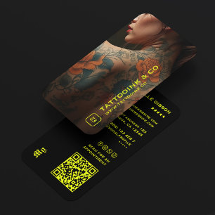 Tätowierer Vertikales Foto Tattooist Schwarz Neon Visitenkarte