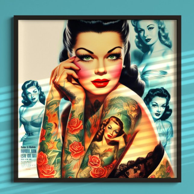 Tätowiermädchen im Retro-Stil Poster (Von Creator hochgeladen)
