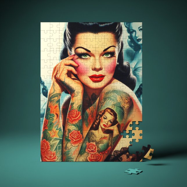 Tätowiermädchen im Retro-Stil Puzzle (Von Creator hochgeladen)