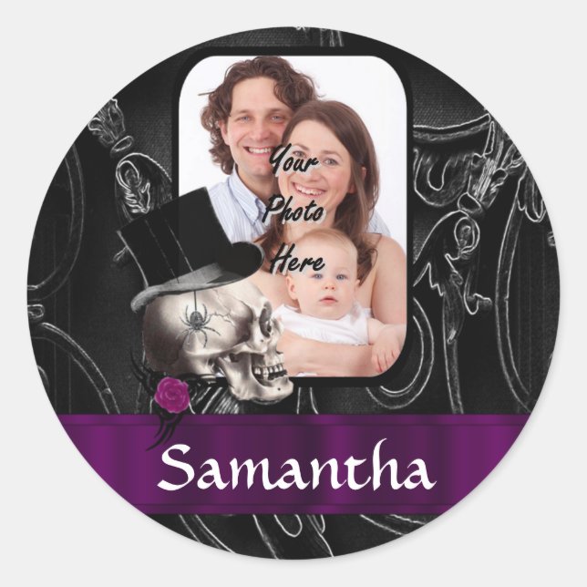 Tätowierskull Runder Aufkleber (Vorderseite)