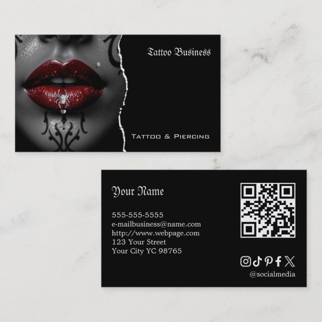 Tätowierstudio QR-Code Visitenkarte (Vorne/Hinten)