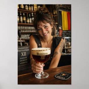 Tätowierte Bardame Belgisches Tavernenschild Poster