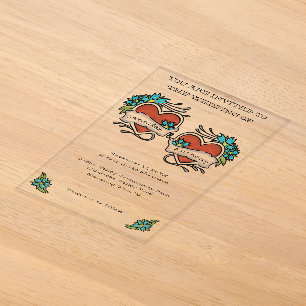 Tätowierte Herzen Tattoo Grafik Hochzeit Acryleinladungen